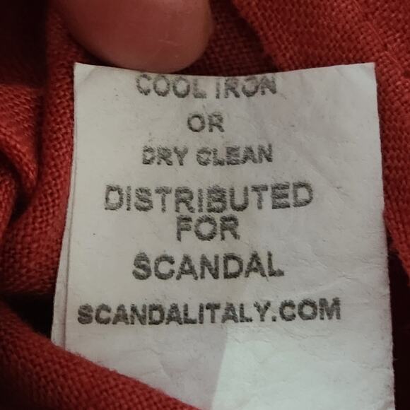 Scandal Made in Italy 100% Linen Wrap Top Women’s SZ M Salmon Colorway Long Slvs - Picture 13 of 15